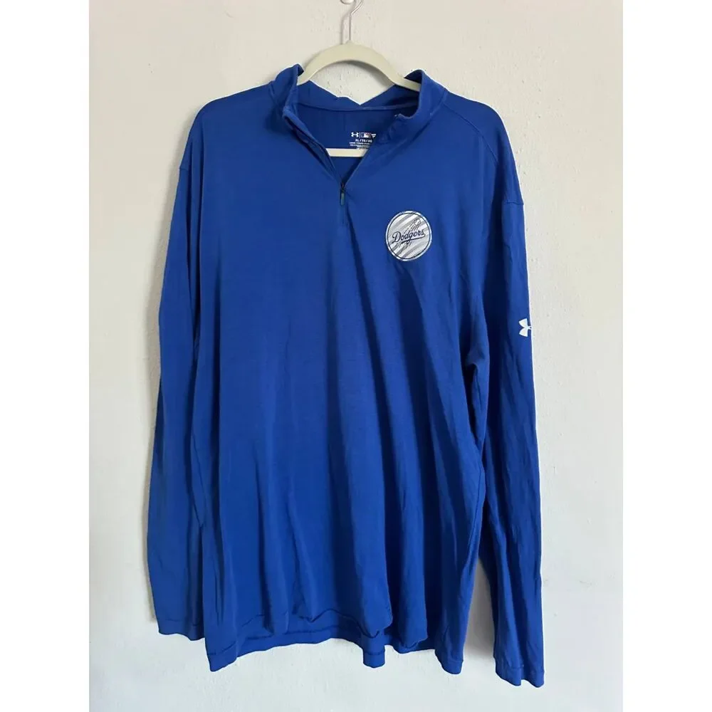 Los Angeles Dodgers Under Armour HeatGear 1/4 Zip Pullover Shirt Blue XL MLB - Picture 2 of 10